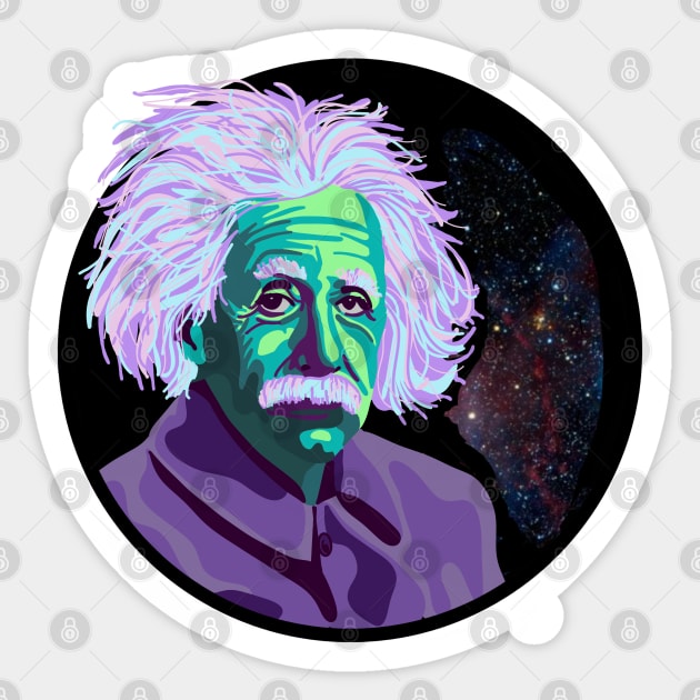 Einstein in Harmony with the Cosmos Sticker by Slightly Unhinged